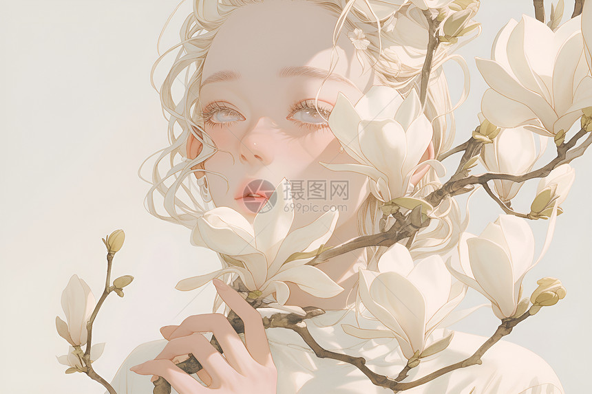 花之仙女插画图片