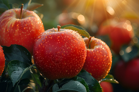 苹果插画成熟的红苹果背景