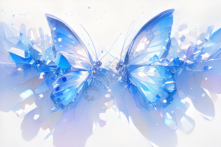 蓝色渐变蝴蝶设计的蓝色蝴蝶插画