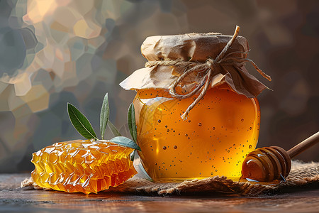 可口乐玻璃透明罐子中的蜂蜜插画
