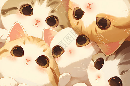一群猫咪一群可爱的猫咪插画