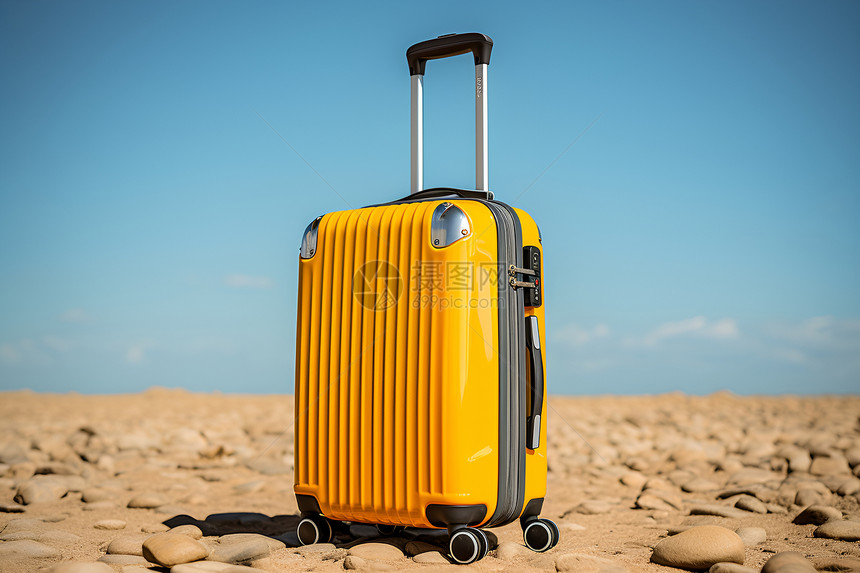 一只黄色的行李箱图片
