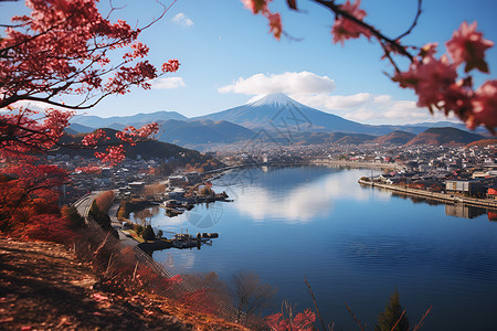 秋天山景秋天的神秘山景背景