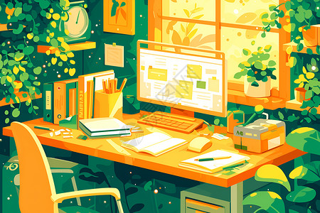 办公桌上的绿植高清图片