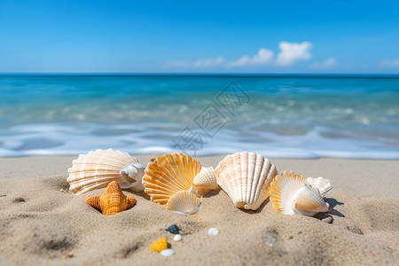 沙滩上的贝壳高清图片