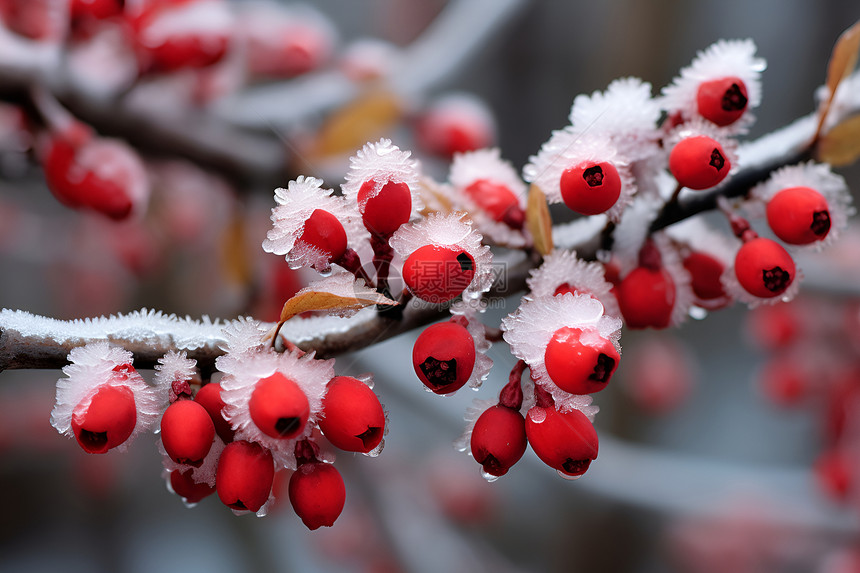 白雪红浆果图片