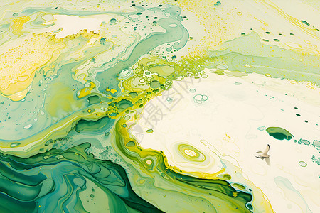 水流下来绿色抽象水流壁纸插画