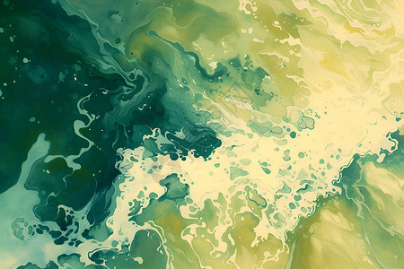 海水污染海边的绿藻插画