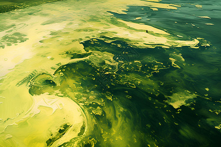 严重污染水中的绿藻插画