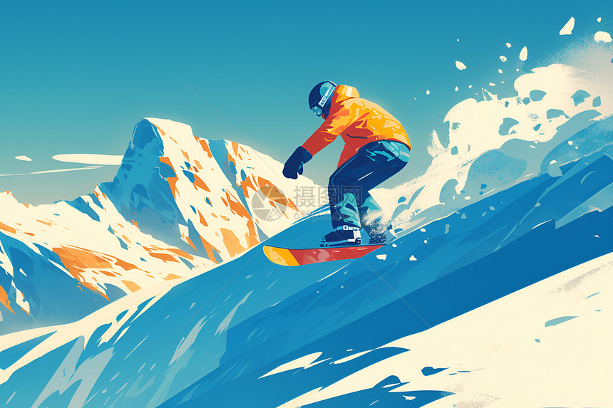 雪峰上的滑雪男孩图片