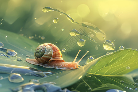 爬行植物行动缓慢的蜗牛插画
