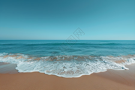 浪花四溅浩瀚沙滩上的海洋背景