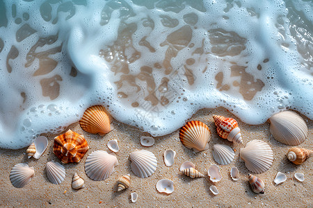 贝壳diy海浪里的贝壳背景