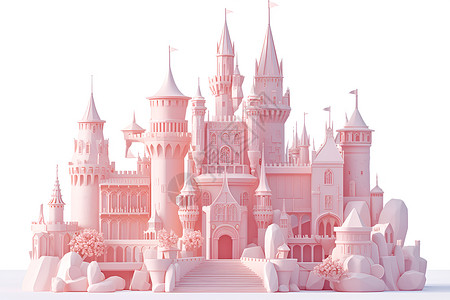 粉红色的粘土城堡高清图片