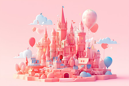 气球间的梦幻城堡高清图片