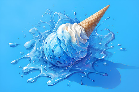 冰淇淋插画美味的冰淇淋融化插画