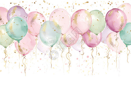 彩色庆祝彩带缤纷气球插画