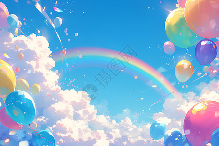 耳机可爱素材天空中飘荡的气球插画