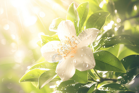 婆罗浮屠清晨白色茉莉花上的露珠插画