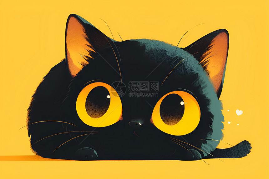 大眼睛的黑猫图片