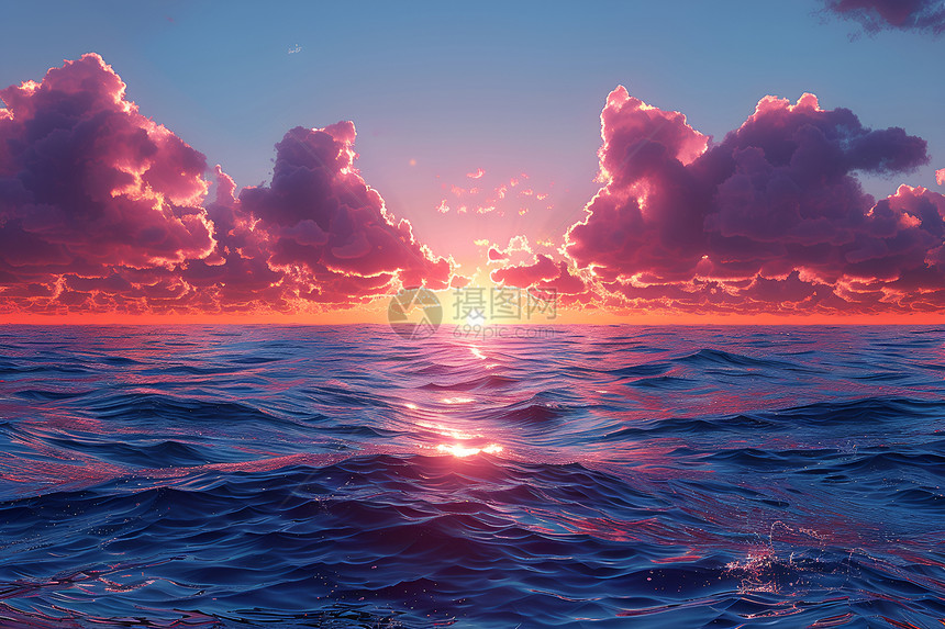 海洋上的日落图片