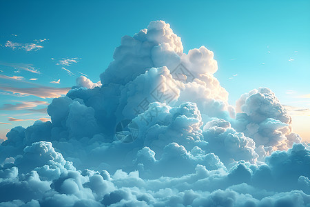 云朵在他脚下悬浮在天空中的云朵背景
