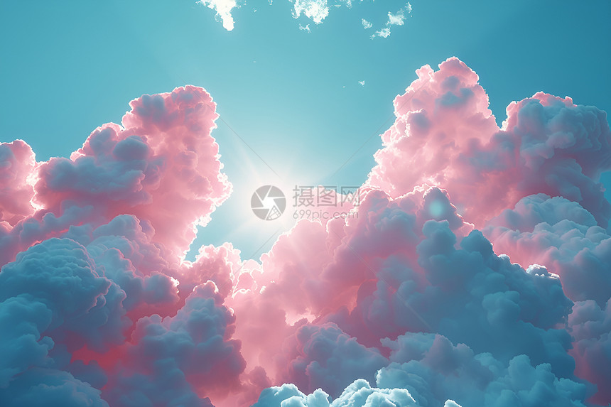 天空中的粉色云朵图片