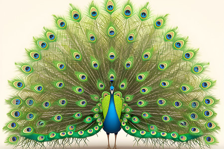 绚丽的孔雀绚丽羽毛插画高清图片