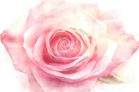 粉色的玫瑰花粉色水彩的玫瑰花插画