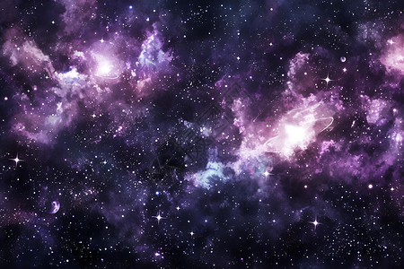 太空星云紫色紫色的星云插画
