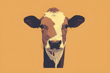 黑白头部素材高大的奶牛插画