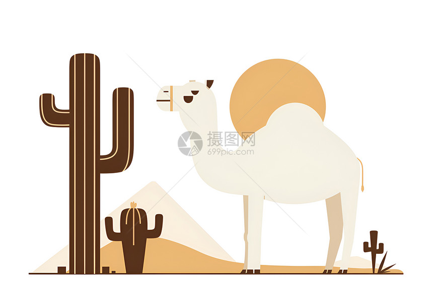 沙漠中的白色小骆驼图片