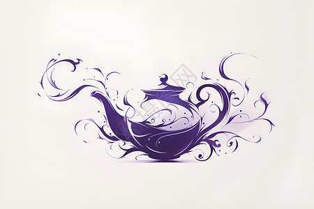 美观图标设计的紫色茶壶插画