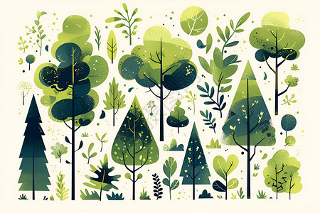 提供多种多样的多种多样的绿树插画