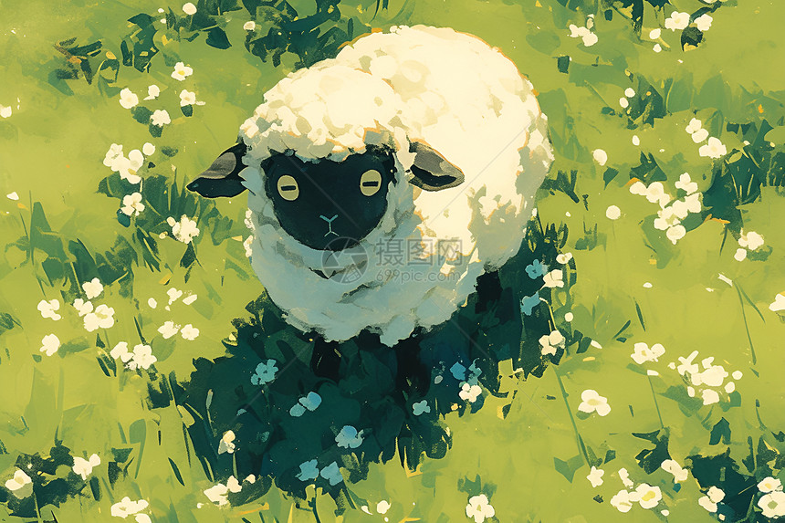 田间草地上的绵羊图片