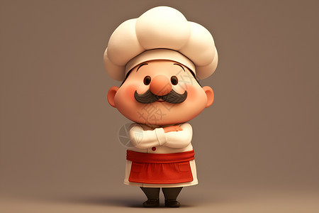 男性厨师形象活泼可爱的大厨形象插画