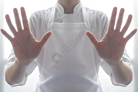 五指一名厨师摊开的手掌插画