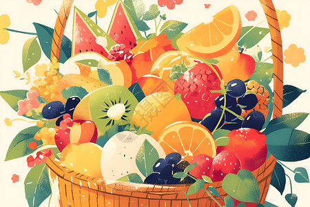 水果篮子素材水果篮子水果插画