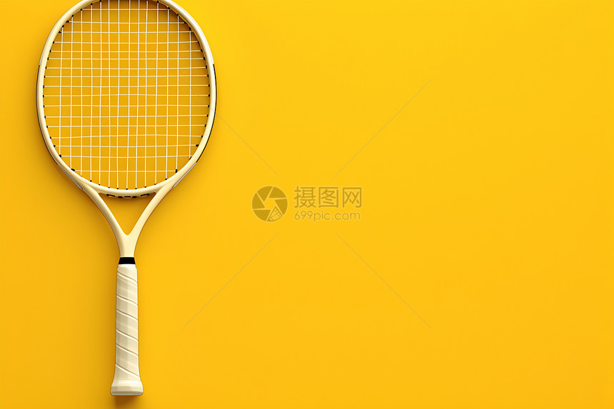 黄色的网球拍图片
