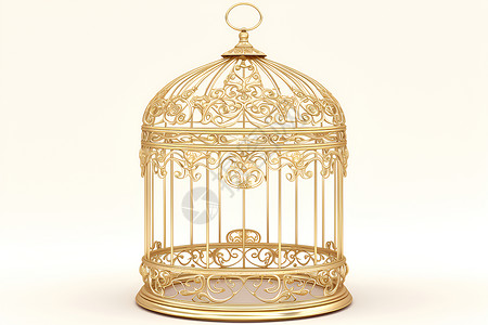 金色鸟笼的纯白背景下背景图片