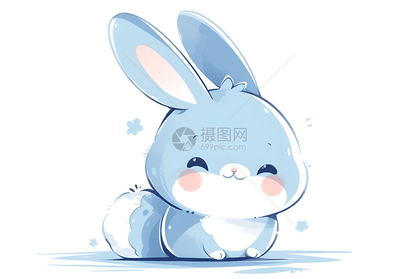 蓝色兔子插画图片