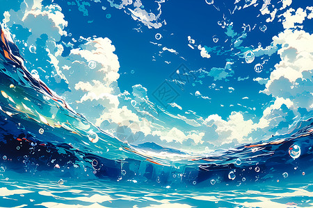 蓝色海洋的动态美背景图片
