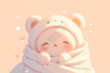 毛绒毯子可爱的熊熊在软绵绵毯子里插画