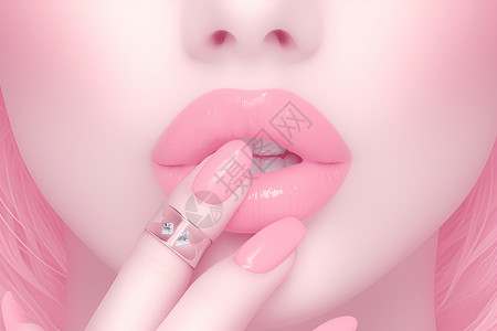 粉色妆容新娘粉色的嘴唇插画