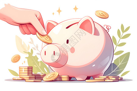 透明存钱罐小猪存钱罐插画