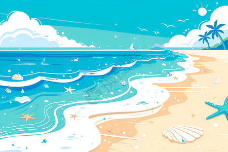 美丽海边美丽的沙滩插画插画