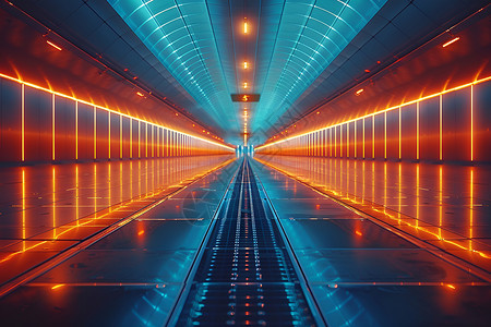 光影展一条带灯光的长隧道插画