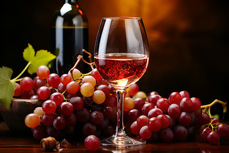 智利红酒一杯红酒葡萄和酒瓶背景
