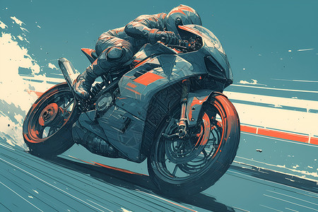 公路速度公路上的摩托车插画