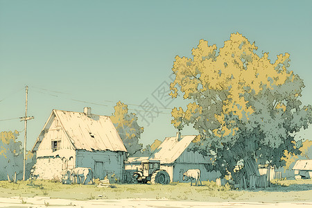 农村的房屋建筑背景图片